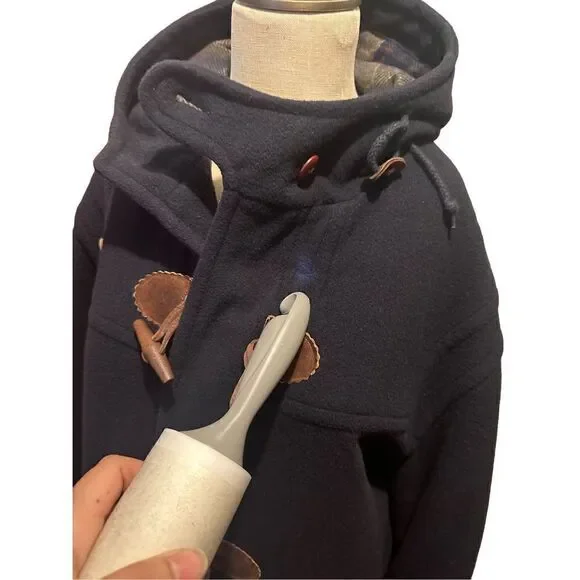 Vintage LL Bean 100% Wool Thinsulate Plaid Lining Mens Navy Coat Size M Tall USA - Picture 8 of 12